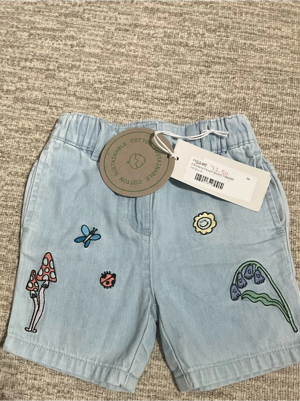 Stella McCartney Light Blue Embroidered Denim Shorts